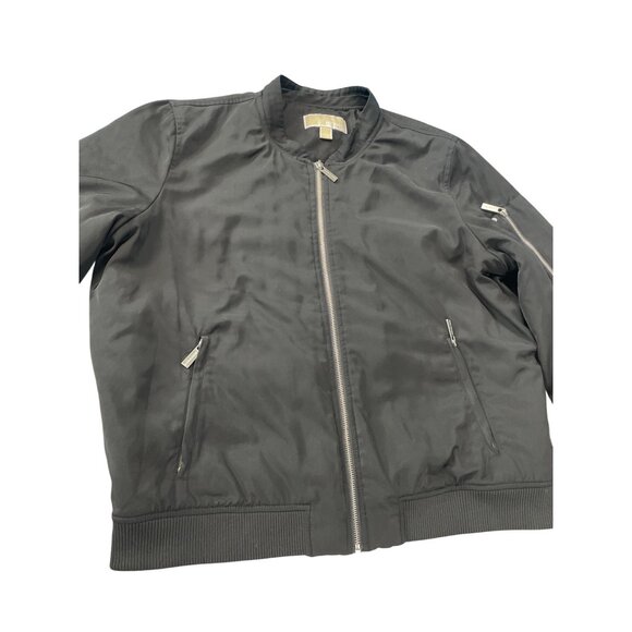 Michael Kors Mens Black Bomber Jacket Coat Size L SKU 9291 - Picture 2 of 13